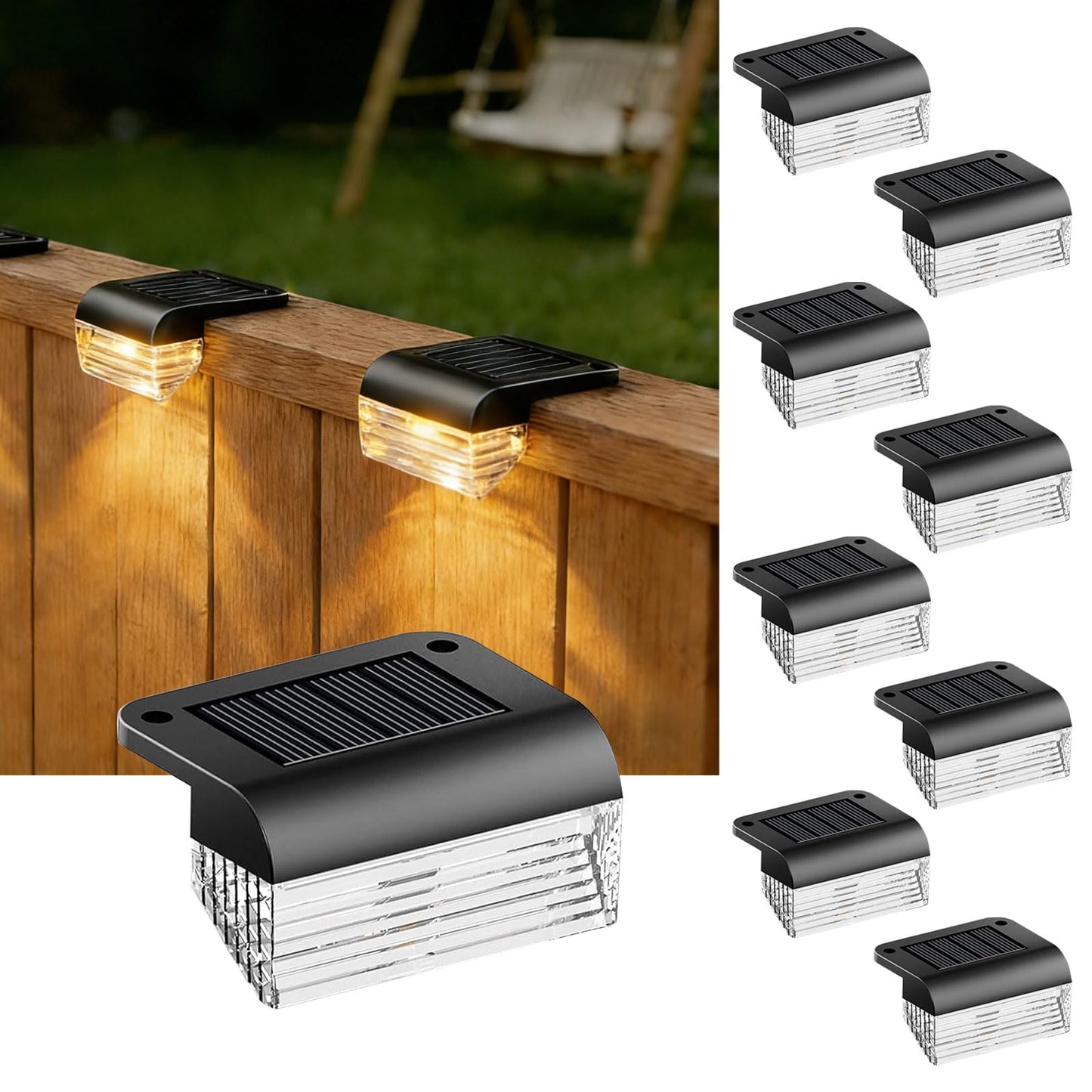Solar Fence Lights - Warm 3000K Outdoor Accent Lighting - Image 1