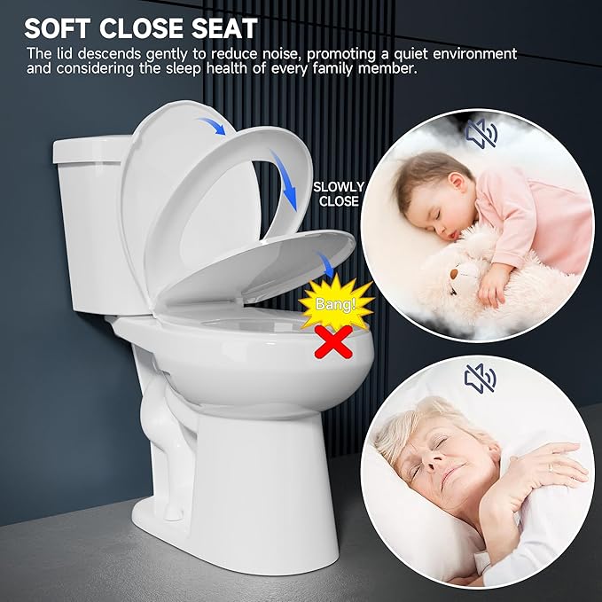 Compact Tall Toilet 19 Inch for Small Bathroom Space 1.1/1.6 GPF Tornado Dual Flush - Two Piece Comfort ADA High Toilet for Seniors, 19 Inch Bowl Height, 20 Inch Seat Height, White