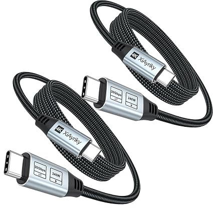 USB C Data Monitor Charing Cable 6FT 2-Pack , 4K, 20Gbps, 240W Charging,