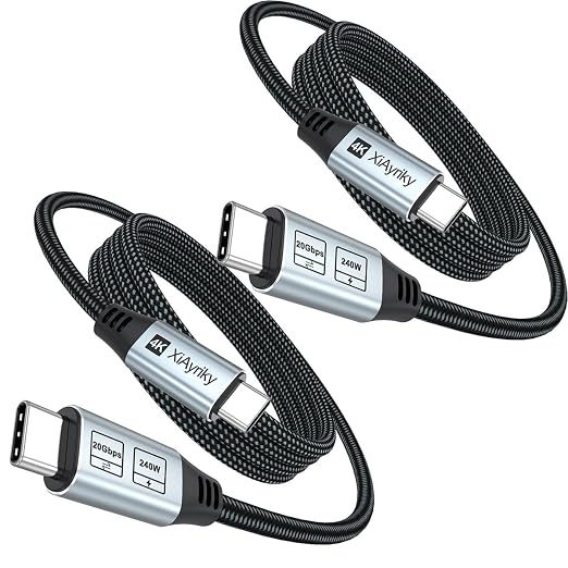 USB C Data Monitor Charing Cable 6FT 2-Pack , 4K, 20Gbps, 240W Charging,