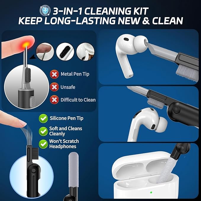 for AirPods Pro 3 Case (2025 New), Secure Lock Cases Cover with Cleaning Kit & Keychain Compatible with Airpods Pro 3rd Generation Case for Men Women, Powerful Drop Protection