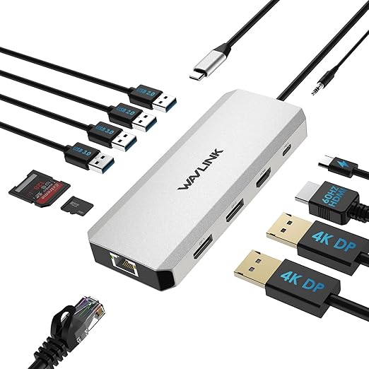 WAVLINK Laptop Docking Station,Triple Monitors,Dual DisplayPort,HDMI,85W PD - Image 6