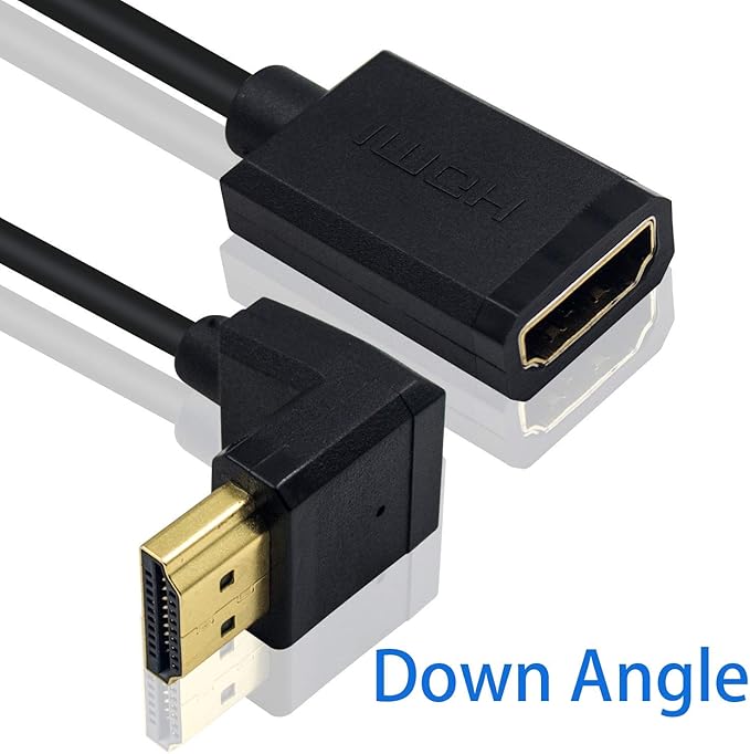 Duttek HDMI Extender Cable, 4K HDMI Cable, Extremely Thin Down Angled HDMI Male to Female Cable Compatible for Nintendo Switch, Xbox One S 360, PS5, PS4, Roku TV Stick, etc 30cm/12 Inch