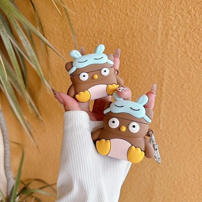 Case Compatible with Airpods 3, 3D Cute Kawaii Owl Design Earbuds Cover, Kids Boys Girls Portable Accessories Soft Silicone Wireless Earphone Shockproof Protector for Gifts Brown