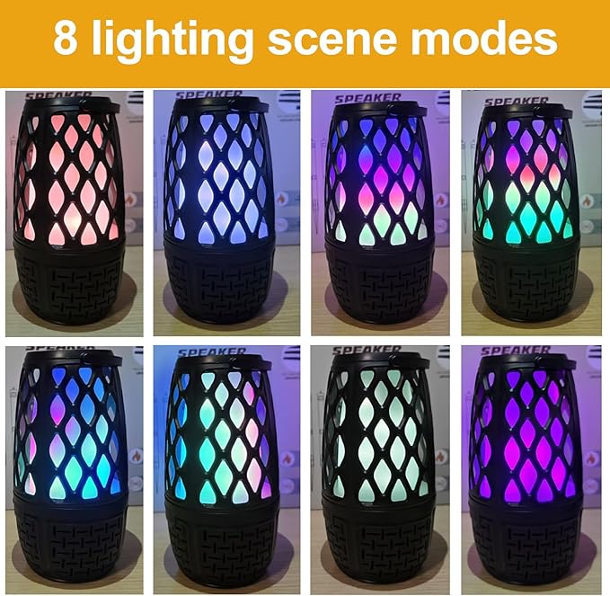 Upgraded Bluetooth Speaker, BT 5.3 Outdoor Speaker With RGB Flame LED lights Gift for Men, Multi-Sync up to 100 Speakers, Auto-Pairing HD Stereo Sound Gadgets, Waterproof IPX6 for Patio Porch(2 Pack)