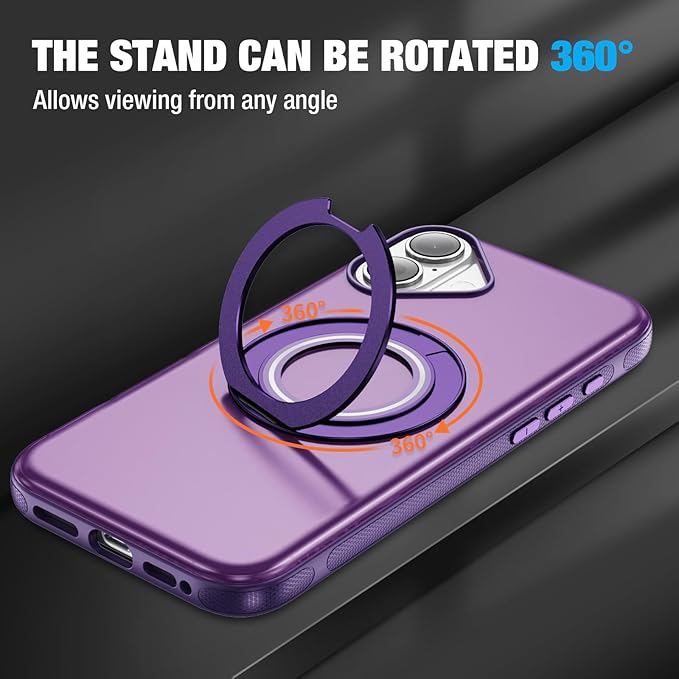 for iPhone 17 Case [Compatible with Magsafe] [15 FT Military Grade Drop Protection] with Screen Protector & Lens Protector,Shockproof Kickstand Phone Case for iPhone 17 (Purple)