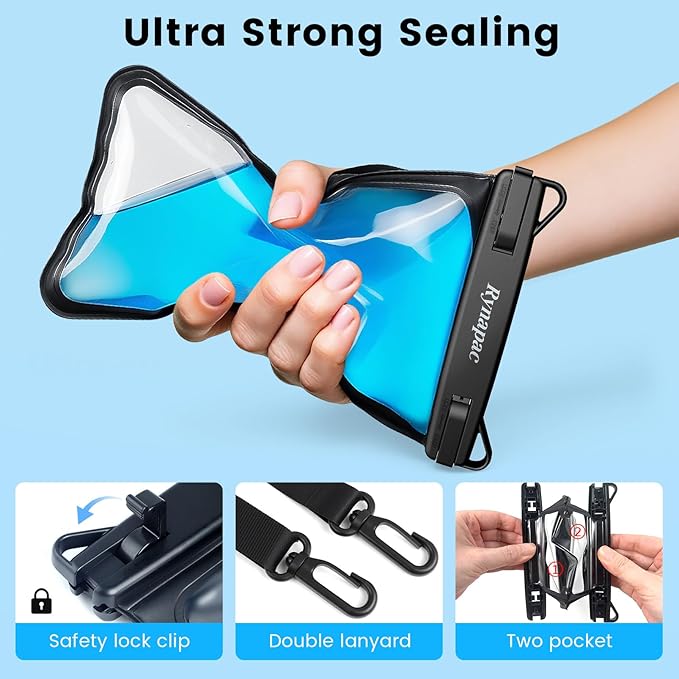 IPX8 Waterproof Phone Pouch, [Up to 8.5''] Double Space Waterproof Phone Case with Lanyard for iPhone 17 16 15 14 Pro Max, Cellphone Dry Bag for Beach Vacation Cruise Essentials, 2 Pack