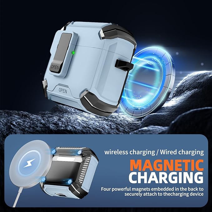 Inesore Compatible with AirPods 4th Case with Phone Stand & Cleaning Kit,Compatible with Magsafe,Magnetic Automatic Lock for Airpods 4 with Active Noise Cancellation Charging Cover (2024)