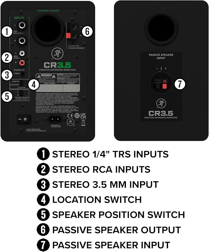 Mackie CR4.5BT 4.5" Creative Reference Powered Studio Monitors with Bluetooth, Tone Knob and Location Switch — Active Speakers for Music Production, Desktop Computer, Gaming, HiFi Listening