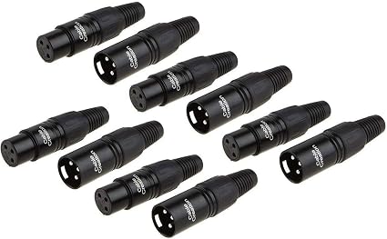 CableCreation 5pcs 3Pin XLR Male+5pcs Female, Mic Adaptor Connector 10Pair