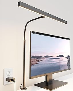 SUPERDANNY LED Desk Lamp for Office Home, Eye-Caring Desk Light with Adjustable Gooseneck, 12W Touch Control Dimmable Brightness, Architect Clamp Lamp with USB Adapter for Reading Study Workbench - Image 1
