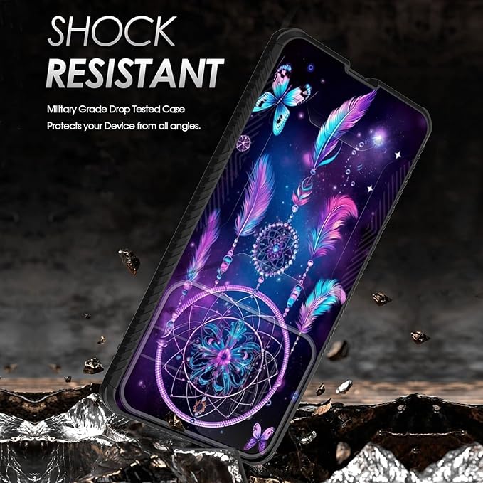 for Galaxy S25 Edge Case Built in Slide Camera Lens Cover,Heavy Duty Shockproof Protection Dual Layer Case for Samsung Galaxy S25 Edge 2025,Butterfly Dream Catcher