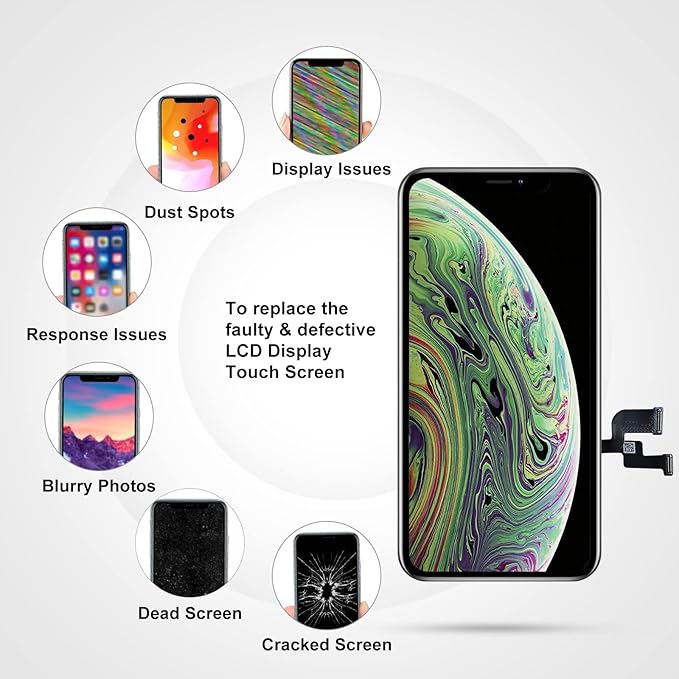LL TRADER Screen Replacement for iPhone Xs LCD 5.8'' Retina FHD Display COF Touch Screen Digitiser with Repair Tool Kits, Waterproof Tape, Screen Protector