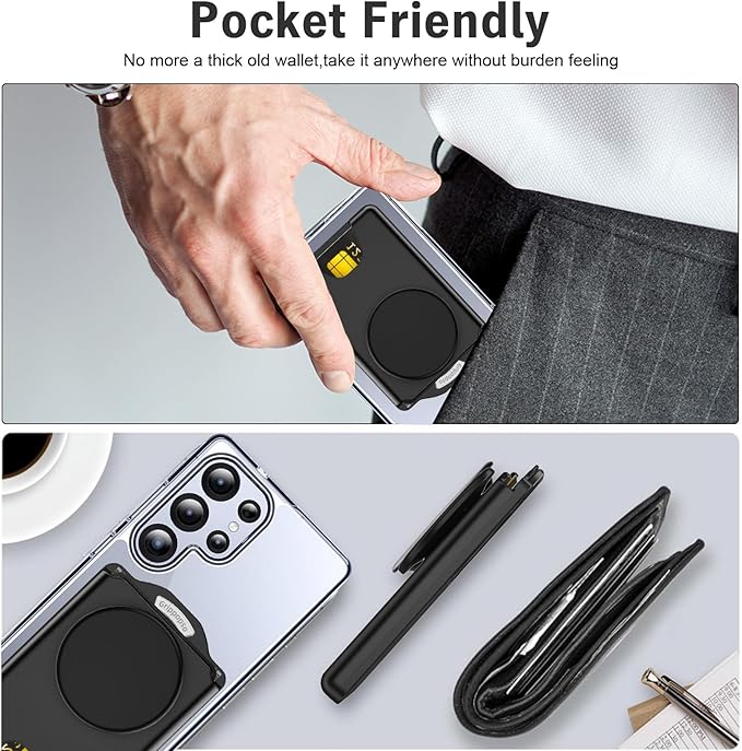 for MagSafe Wallet Stand, Magnetic Wallet Stand Adjustable, Phone Stand Card Holder with Secure Grip, for Samsung S25 S24 S23 Series and for iPhone 17 16 15 14 13 12 Series, Fit 3 Cards, White