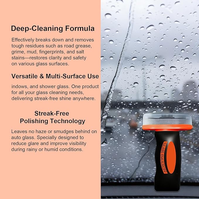 Umex Ogas Glass Cleaner - Streak-Free Windshield Cleaner& glass emulsion, Removes Tough Grease, Grime, Oil Film, and Water Spots for Car, Home, and Office (1 Pack, 3.38oz each)