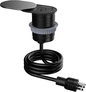 Link2Home Space Saver Grommet Socket, 1 Outlet, USB Port, Stainless Steel