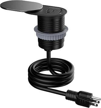 Link2Home Space Saver Grommet Socket, 1 Outlet, USB Port, Stainless Steel
