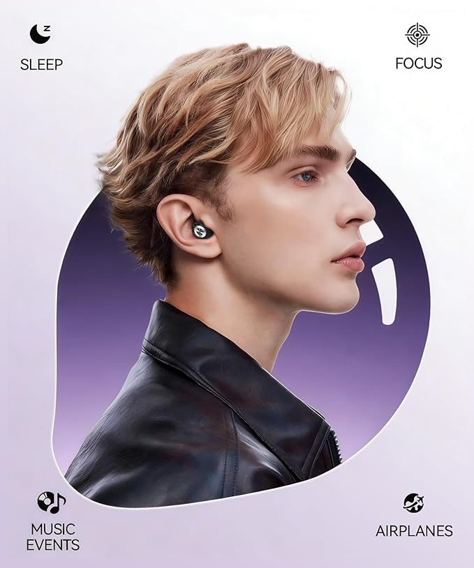 Ear Plugs for Sleeping 50dB Earplugs Noise Cancelling Ear Plugs for Noise Reduction Concerts Soft Reusable Silicone Earplugs for Snoring Side Sleepers Shooting Airplanes with 7 Eartips Case LightBlack