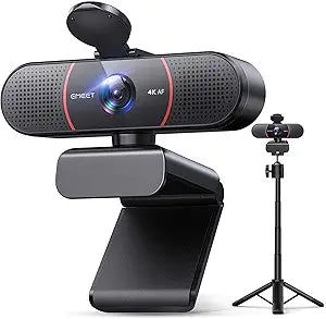 EMEET C960 4K Webcam with Tripod, 3 Adjustable Height, 360° Swivel Head