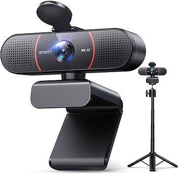 EMEET C960 4K Webcam with Tripod, 3 Adjustable Height, 360° Swivel Head