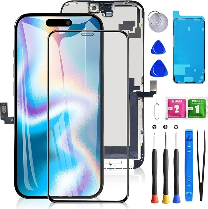 for iPhone 16 Plus Screen Replacement 6.7 inch, 3D Touch LCD Screen Display Digitizer Frame Assembly Repair Kit with Waterproof Seal+Repair Tools+Screen Protector for A3290, A3082, A3289, A3291