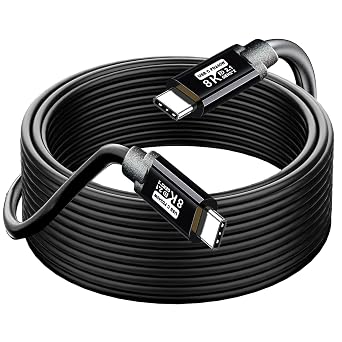 USB TYPE C to C Cable 30FT, 8K60HZ GEN2x2(Data usb2.0),TYPE C Video Output From USB3.2/ USB4.0 (NOT 100% Fast Charging) & Sync for Xreal MacBook Pro iPad Pro iPhone 15 Pro Galaxy S22 Portable Monitor