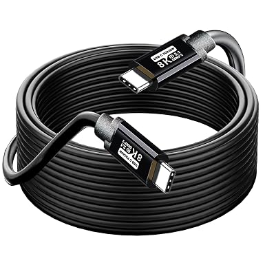 USB TYPE C to C Cable 30FT, 8K60HZ GEN2x2(Data usb2.0),TYPE C Video Output From USB3.2/ USB4.0 (NOT 100% Fast Charging) & Sync for Xreal MacBook Pro iPad Pro iPhone 15 Pro Galaxy S22 Portable Monitor