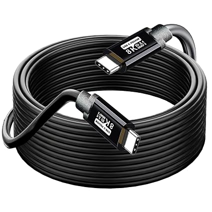 USB TYPE C to C Cable 30FT, 8K60HZ GEN2x2(Data usb2.0),TYPE C Video Output From USB3.2/ USB4.0 (NOT 100% Fast Charging) & Sync for Xreal MacBook Pro iPad Pro iPhone 15 Pro Galaxy S22 Portable Monitor