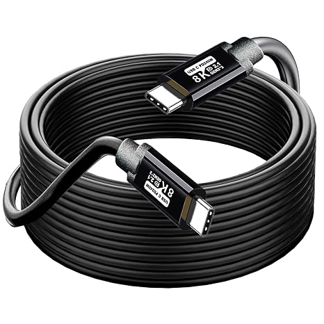 USB TYPE C to C Cable 30FT, 8K60HZ GEN2x2(Data usb2.0),TYPE C Video Output From USB3.2/ USB4.0 (NOT 100% Fast Charging) & Sync for Xreal MacBook Pro iPad Pro iPhone 15 Pro Galaxy S22 Portable Monitor