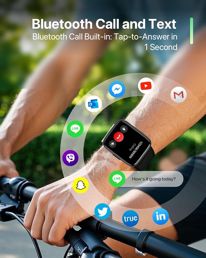 Smart Watch with Voice Assistant, 1.83" HD Touchscreen Fitness Tracker with Bluetooth Calling, 120+ Sports Modes, Heart Rate/Sleep Monitor, IP68 Waterproof Smartwatch for Android iOS, for Men Women
