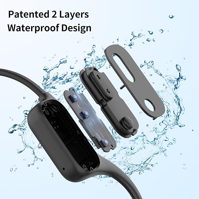 Tayogo 32GB Waterproof MP3 Player for Swimming Laps | IPX8 Bone Conduction Swimming Headphones | Open-Ear Underwater Headset with 8-Hour Playtime