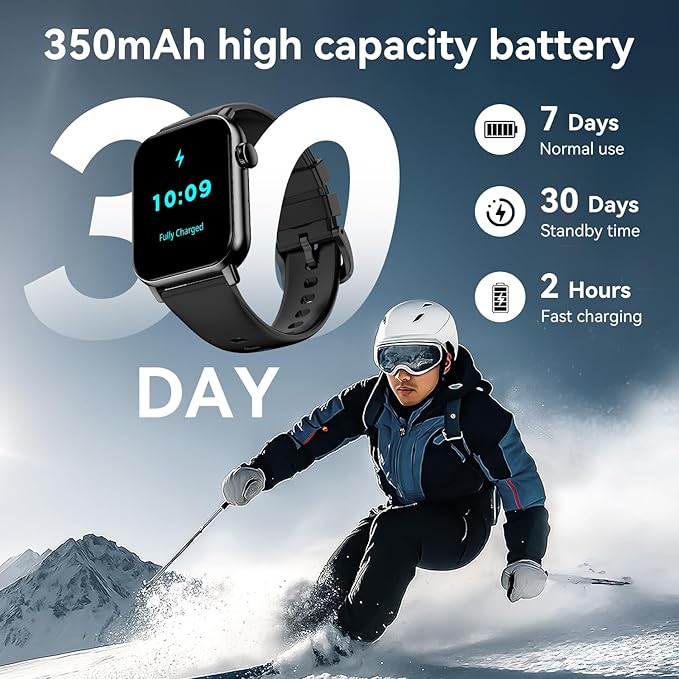 Smart Watches for Men Women, 1.83" HD Touchscreen with Bluetooth Calling, IP68 Waterproof Fitness Tracker, 120+ Sport Modes, 24/7 Heart Rate & Sleep Monitor, Compatible with iPhone Android (Black)