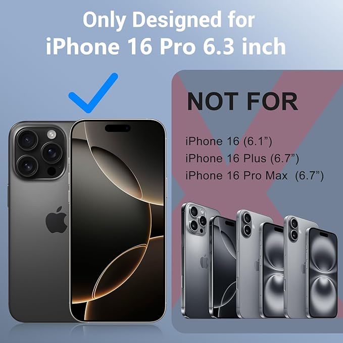 Red2Fire for iPhone 16 Pro Case Waterproof, [Built-in Screen Protector & Camera Protector][Compatible with MagSafe][Full Body Shockproof][IP68 Waterproof][Dustproof] Phone Case 6.3" Black