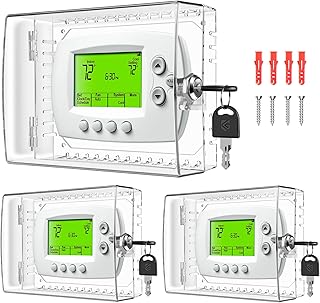 TRJ 3 PCS Large Thermostat Lock Box with Key, Clear Thermostat Cover with Lock for Thermostat on Wall, Lockable Thermostat Lock Box Cover, AC Lock Box Cover with Key Fit Thermostat 4"Hx6"W or Smaller