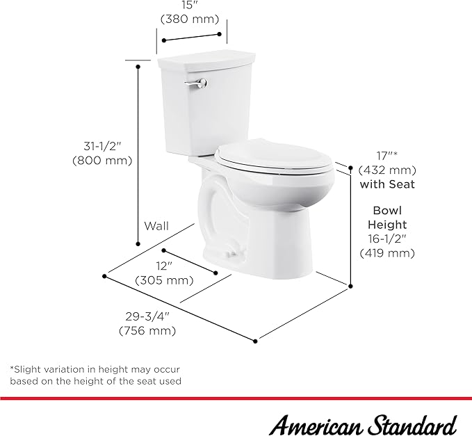 American Standard 606CA002.020 H2Option Two-Piece Toilet with Toilet Seat and Wax Ring, Elongated Front, Standard Height, Dual Flush, White, 0.92 - 1.28 gpf