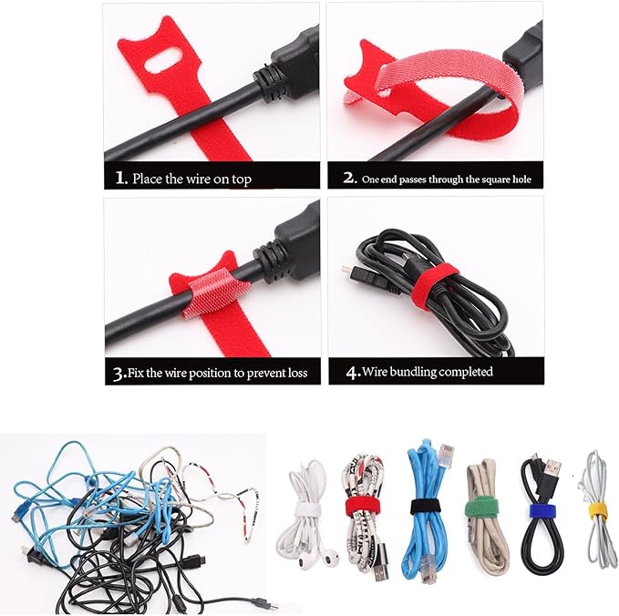 60 Pack Reusable Cable Labels & Cord Organizer Kit – Color-Coded Write-On Wire Labels with Marker + 30 Ties for Home Office Electronics Cord Management