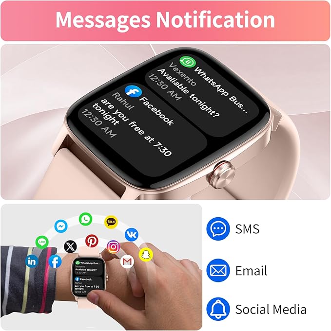 YMZ Smart Watch for Men Women, IP68 Waterproof, Bluetooth Calling, Fitness Tracker, Sleep Monitoring, 1.85'' DIY Dial, AI Built-in, 7 Days Battery, Compatible with Android & iOS