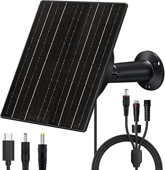 Zivif 10W Trail Camera Solar Charger with 10400mAh Battery for Security & Trail Cameras, Adjustable 5V/12V Output, USB-C & DC Port, IP66 Waterproof, 360° Adjustable Mount, 9.8ft Power Cable