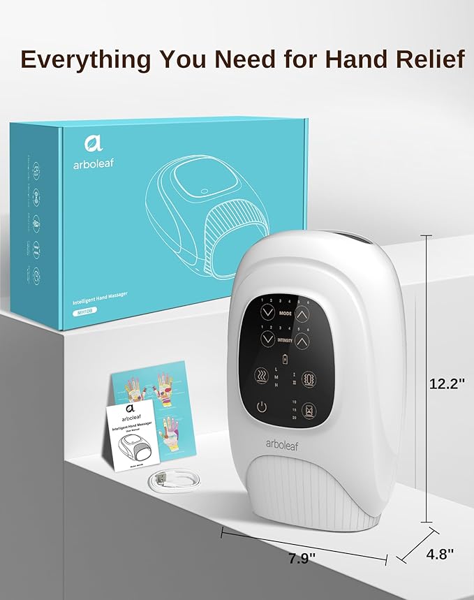 arboleaf Hand Massager with Heat and Compression, Gifts for Women Men Mom Dad, 6 Modes and 3 Heating Options, Cordless & Powerful Hand Massager for Finger, Wrist, Palmand Lower Forearm