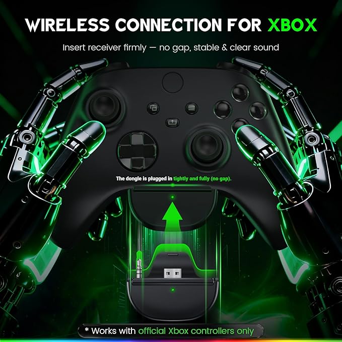 Wireless Gaming Headset for Xbox Series X|S, Xbox One, PS5, PS4, PC, Mac, Switch, 2.4GHz + Bluetooth Gaming Headphones with ENC Mic for Game Boy Color Accessories, 3D Stereo, LED Lights