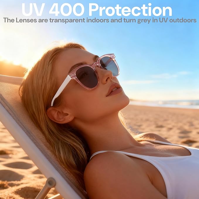Smart Bluetooth Glasses, Sunglasses with UV and Blue Light Protection, AI Real-time Translation with 140 Languages, Touch Control, Music & Call for Athletic/Outdoor, Unisex (White)