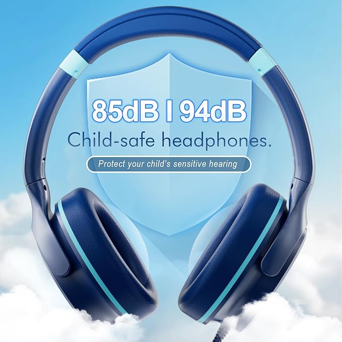 Kids Headphones with Safe 85dB/94dB Volume Limiter for Child/Teens, Foldable HD Stereo Sound Headset for Kindle Kids/fire Tablet/iPad/Laptop, Headphones with Microphone