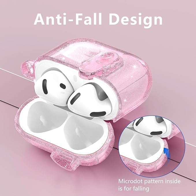 (with Safety Lock) VISOOM 2025 Clear Cases for Airpods iPods 4 Case Cover Women, Bling Airpod iPod 4 Cases Soft 4th Gen Air Pods iPods Case with Keychain for Apple Headphones Airpods4 Generation-Pink
