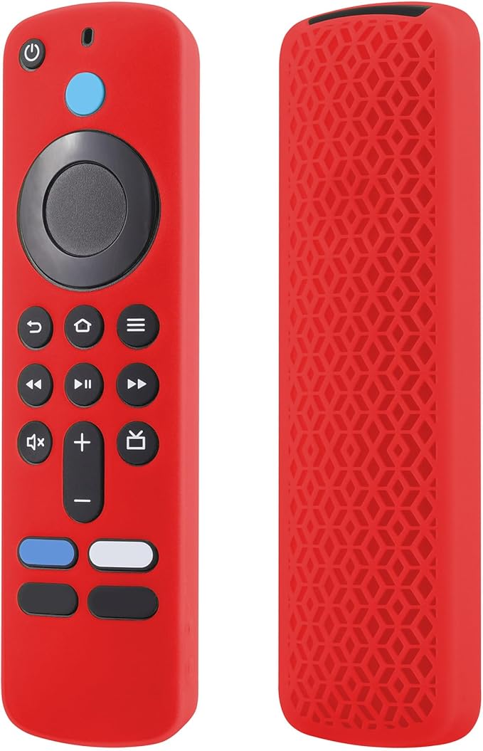 LEFXMOPHY Case Cover for TV Stick HD / 4K 2nd (2024 Model) Wi-Fi 6 Voice Remote Control Case Red Silicone Skin with Lanyard