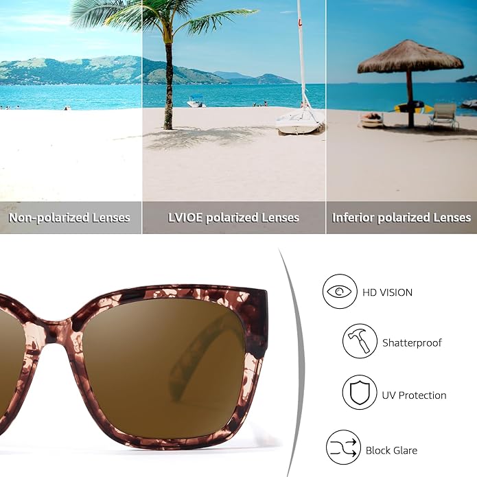 LVIOE 2 Pack Polarized Fit Over Sunglasses for Women Men Oversized Square Over Glasses Sunglasses with UV Protection LS7511