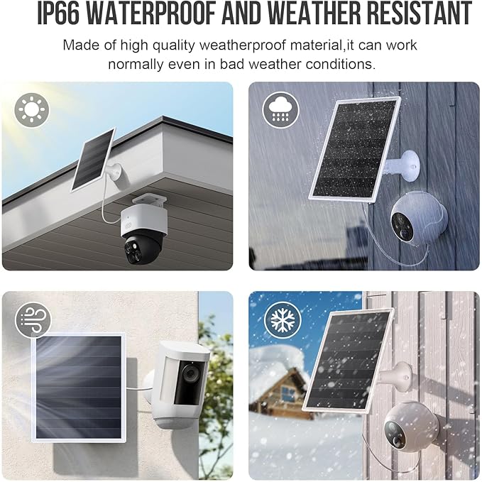 6W Solar Panel for Ring Camera, Solar Panel with Ring Stick Up Cam & USB-C Port for Ring Stick Up Cam & Spotlight Cam Series, IP66 Waterproof, 360° Adjustable Security Mount, 2PC