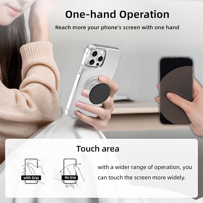 Expandable and Collapsible Phone Grip Stand Holder, Compatible with Kindle, Smartphone Tablet Cell Phone Accessory, Transparent White