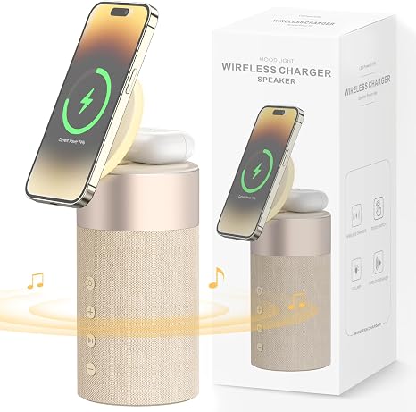 Bluetooth Speaker, Night Light, 15W Magnetic Fast Charging for Apple