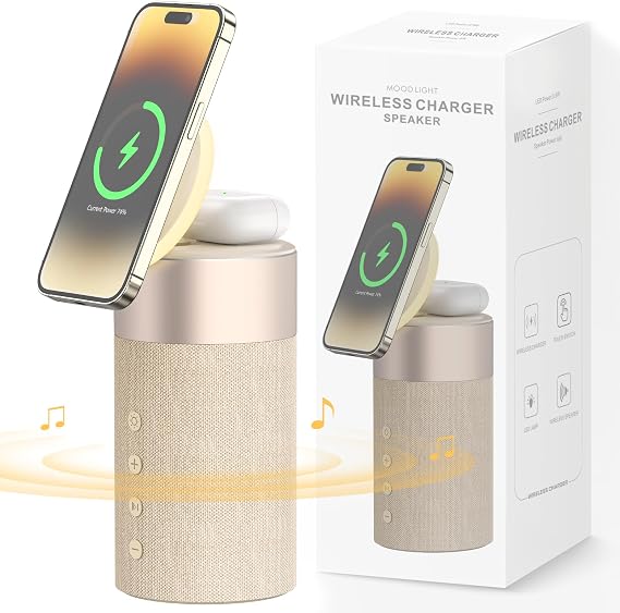 Bluetooth Speaker, Night Light, 15W Magnetic Fast Charging for Apple