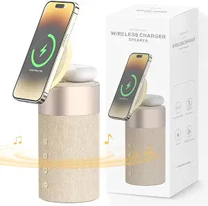 Bluetooth Speaker, Night Light, 15W Magnetic Fast Charging for Apple